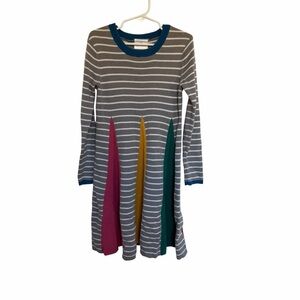 Hanna Andersson Rainbow Sweater Dress 100% Cotton Colorful A-Line Knee Length
